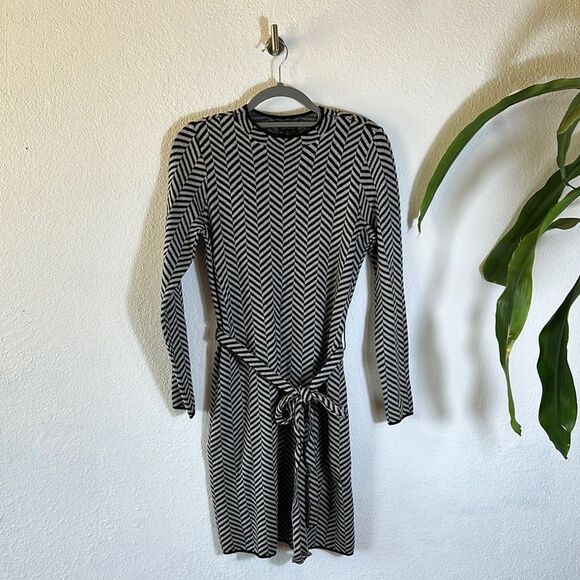Ann Tylor Chevron Patterned Black and White Dress - Picture 1 of 11